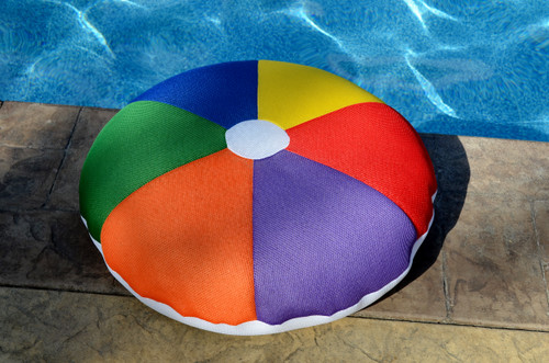 Multi-Color Plush Beach Ball Pool Pillow - 26" Round Flat Float for Fun Swimming Adventures