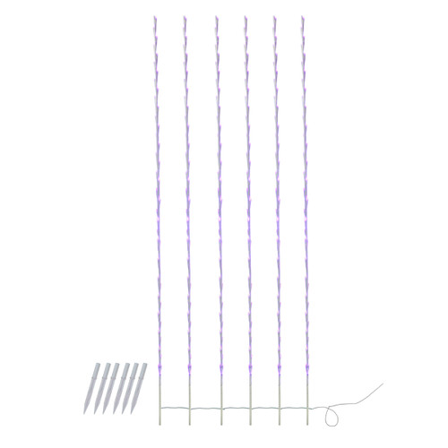 240 Purple LED Lighted Branch Patio Christmas Light Stakes - 8.5 ft White Wire