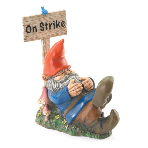 9.25" Blue and Red On Strike Gnome Outdoor Garden Statue