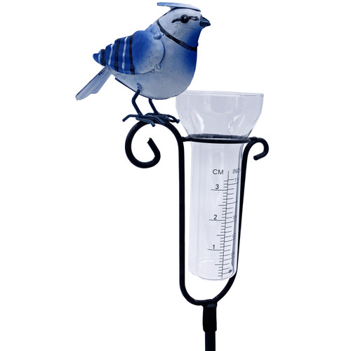 48" Blue and Clear Contemporary Jay Rain Gauge with Stake