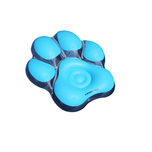 Relax in Style with the 61" Inflatable Blue Pawprint Island Swimming Pool Float