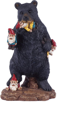 10.5" Gnomes in Trouble with Bear Garden Statue: Playful Charm for Your Outdoor Space