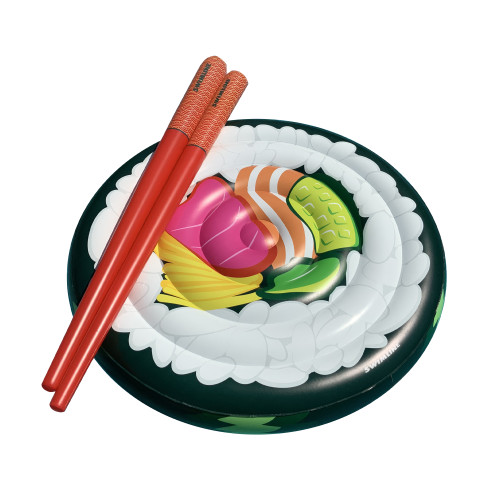 Sushi lovers rejoice! Inflatable Sushi Island with Chopstick Doodles Pool Float