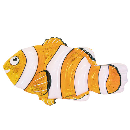 Make a Splash with this Oversized Orange and White Clown Fish Inflatable Raft!
