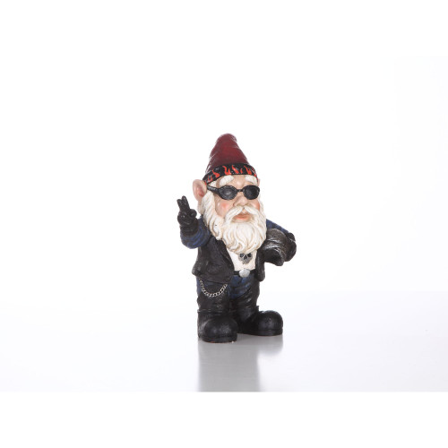 10.25" Biker Gnome with Sunglasses and Helmet Garden Figurine - Quirky and Fun Outdoor Decor