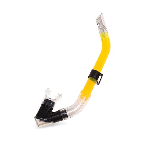 Enhance Your Swim with a 16.5" Yellow and Black Excel Adult Semi-Dry Top Pro Swim Snorkel!