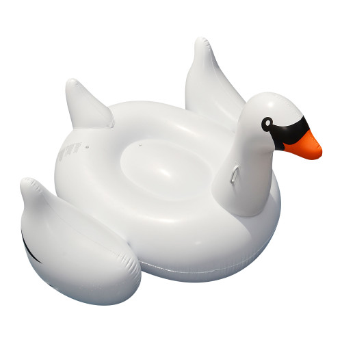 75" Inflatable White & Black Giant Swan Pool Float - Summer Fun for Kids & Adults
