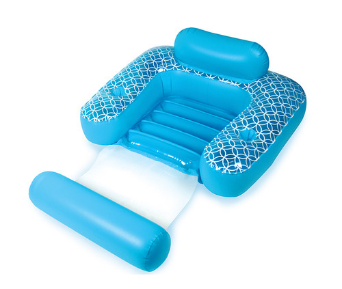 Inflatable Blue and White Shangri-La Pool Chair with Cup Holders, 68.5-Inch: The Ultimate Summer Lounger