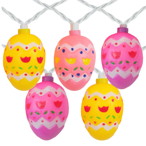 10-Count Pastel Multi-Color Easter Egg String Light Set, 7.25ft White Wire