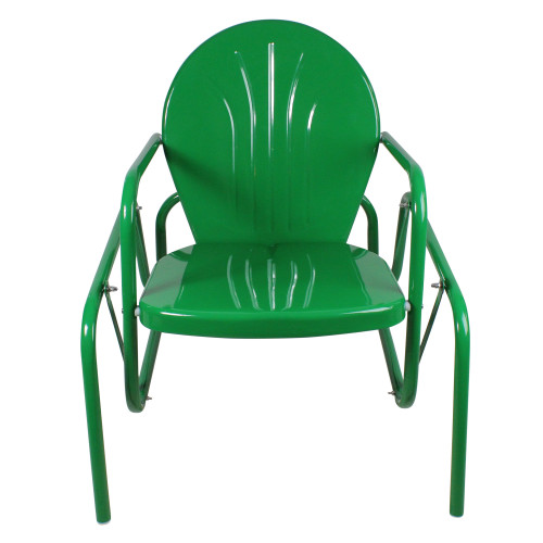 Outdoor Retro Metal Tulip Glider Patio Chair, Green - Classic Charm for Your Outdoor Space