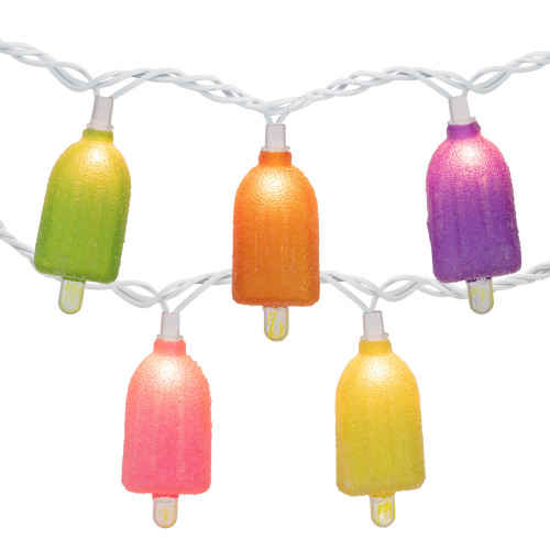 10ct Sugared Ice Pop Outdoor Patio String Light Set, 7.25ft White Wire
