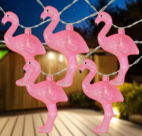 10-Count Pink Flamingo String Lights - Warm White