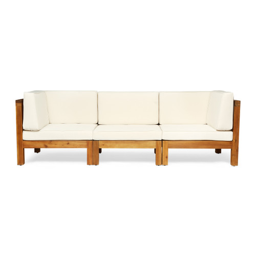 3-Piece Beige and Brown Outdoor Patio Sectional Sofa Set 30.25"