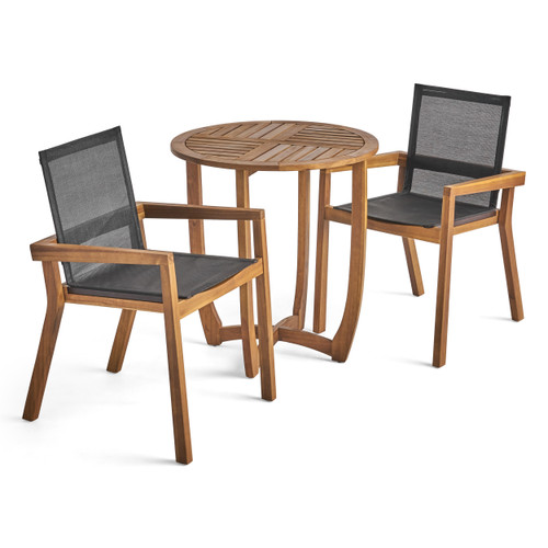 Stylish and Durable 3pc Brown and Black Contemporary Outdoor Patio Bistro Set