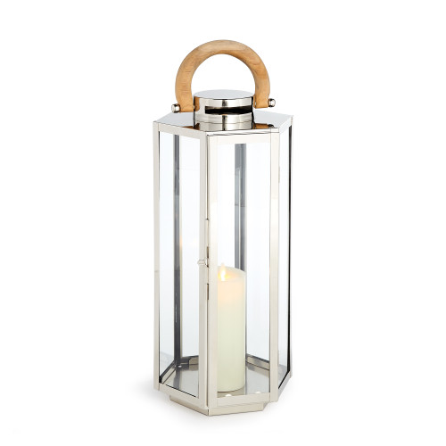 23" Silver and Brown Stainless Steel Dockside Outdoor Lantern Small