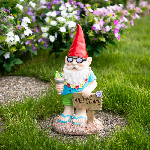 16" Summer Time "Welcome" Gnome Statue: A Charming Addition to Your Outdoor Haven