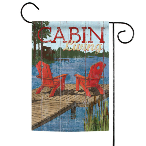 Red and Blue Rustic Cabin Living Outdoor Garden Flag 18" x 12.5"