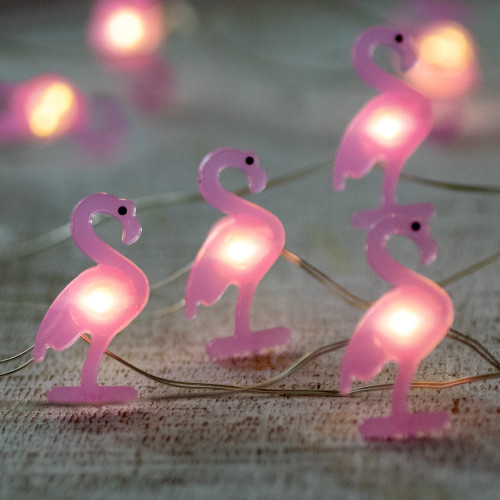 10-Count LED Lighted Flamingo Fairy Lights - Warm White