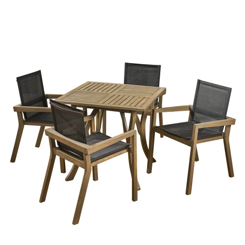 5-Piece Charcoal Gray and Black Contemporary Outdoor Furniture Patio Dining Set