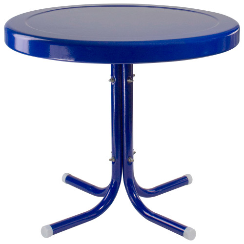 22" Outdoor Retro Tulip Side Table, Blue