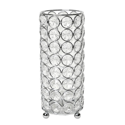 Crystal Chrome Base Cylindrical Candle Holder - 7.75" - Clear