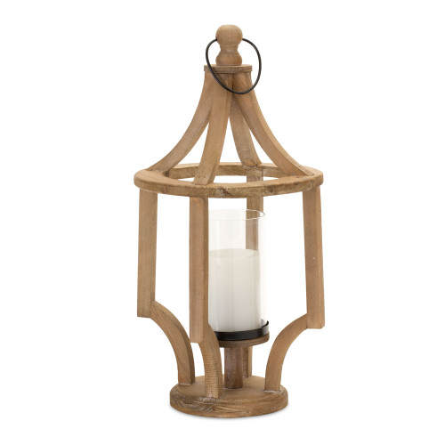 21" Open Lantern Candle Holder with Glass Vase