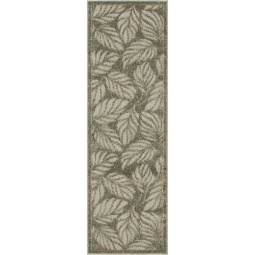 2' x 6' Gray and Tan Brown Tropical Border Rectangular Outdoor Rug Runner