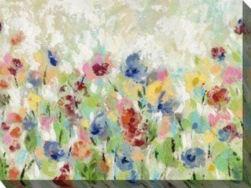Blue and Pink Spring Fling Outdoor Canvas Rectangular Wall Art Decor 40" x 30"