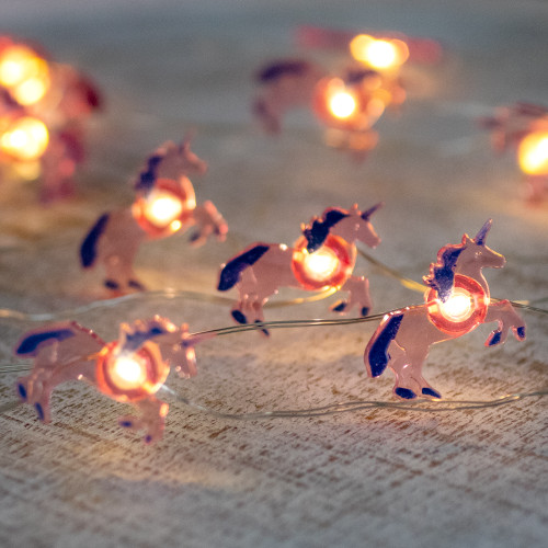 10-Count LED Pink Unicorn Fairy Lights - Warm White