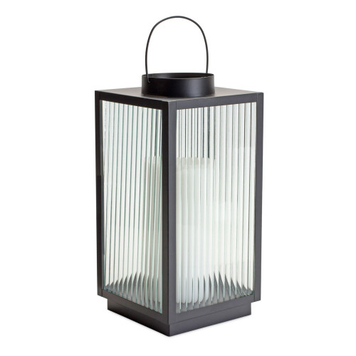 13.75" Solid Ribbed Glass Candle Lantern
