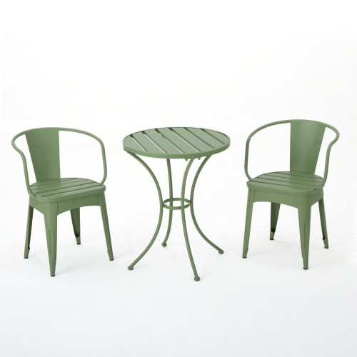 Elevate Your Outdoor Space with the 3-Piece Matte Green Contemporary Outdoor Furniture Patio Bistro Set