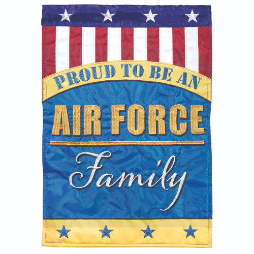 Blue and Yellow Double Applique Proud To be an Air Force Family Outdoor Garden Flag 18" x 13"