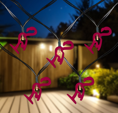10-Count LED Pink Flamingo Fairy Lights - Warm White