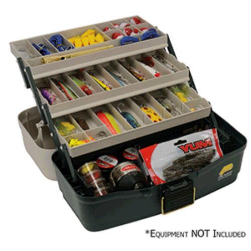 14" Navy Blue Three Tray Fixed Compartment Tackle Box
