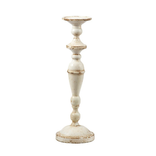 16" Beige Rustic Cassia Medium Pillar Candleholder