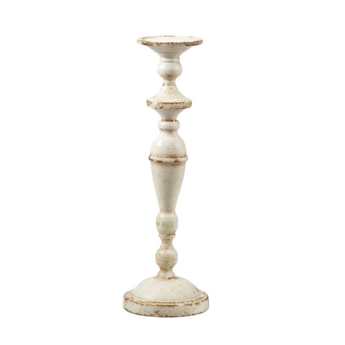 Medium Vintage Style Pillar Candle Holder - 16" - White