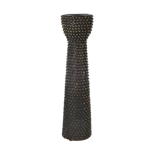 Spike Pillar Candle Holder - 16" - Black and Gold