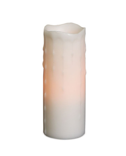 LED Flameless Dripping Wax Pillar Candles - 8" - White - Set of 3