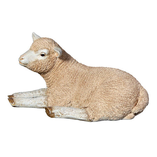 White Resting Life-size Merino Lamb Outdoor Animal Statue 24"