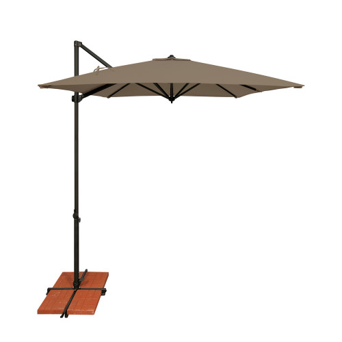 8.6ft Skye Square Outdoor Patio Umbrella with Cross Bar Stand, Taupe