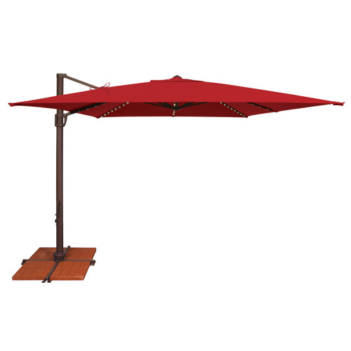 10ft Outdoor Square Patio Umbrella with Cross Bar Stand, Red