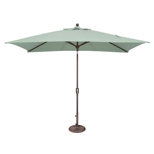 10ft Outdoor Patio Rectangle Sunbrella Market Umbrella with Bronze Push Button Tilt, Spa Green