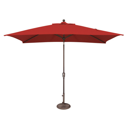 10ft Outdoor Patio Rectangle Sunbrella Market Umbrella with Bronze Push Button Tilt, Red