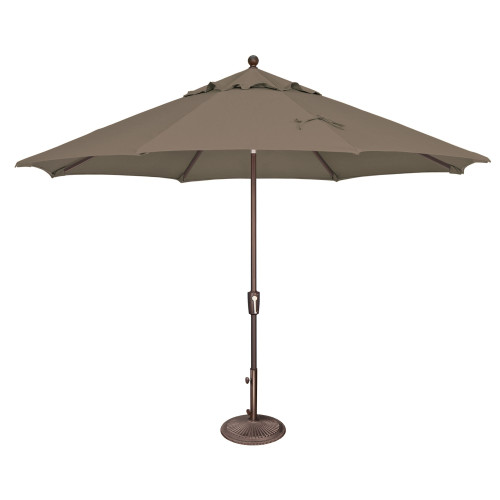 11ft Outdoor Patio Octagon Umbrella with Push Button Tilt, Taupe Brown