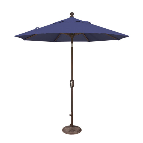 7.5ft Outdoor Patio Octagon Sunbrella Market Umbrella with Bronze Push Button Tilt, Blue