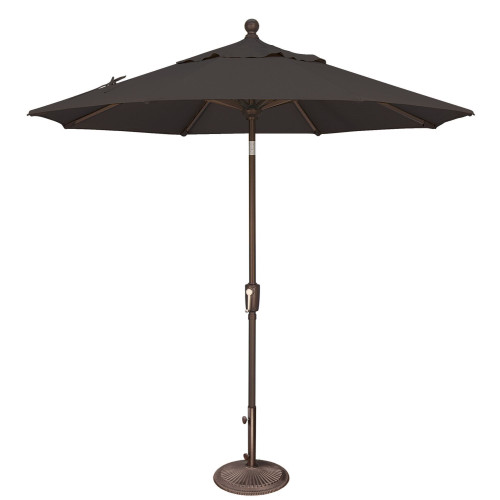 7.5ft Outdoor Patio Octagon Sunbrella Market Umbrella with Bronze Push Button Tilt, Black