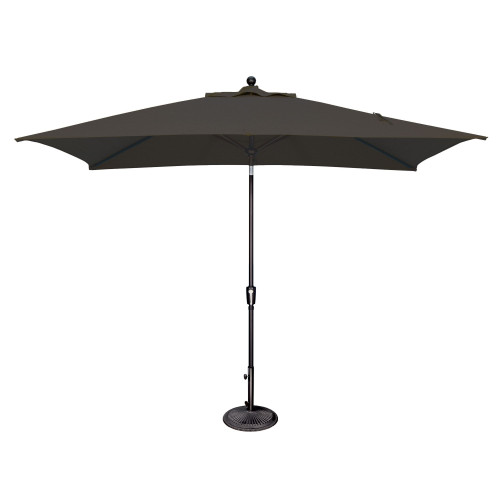 10ft Outdoor Patio Rectangle Sunbrella Market Umbrella with Push Button Tilt, Black