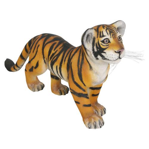 34" Yellow and Black Tiger Cub Outdoor Garden Statue