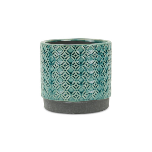 5.75" Small Blue Lattice Outdoor Planter Pot