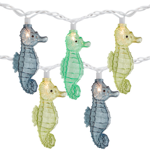 10 Seahorse Clear White String Light Set - 6.5 ft White Wire